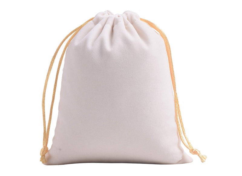 Sansam 50pcs Small Cream Drawstrings Velvet Bags for Jewelry, Gift, Wedding Favors, Candy Bags, Party Favors, 2.8x3.6'' - Image 2
